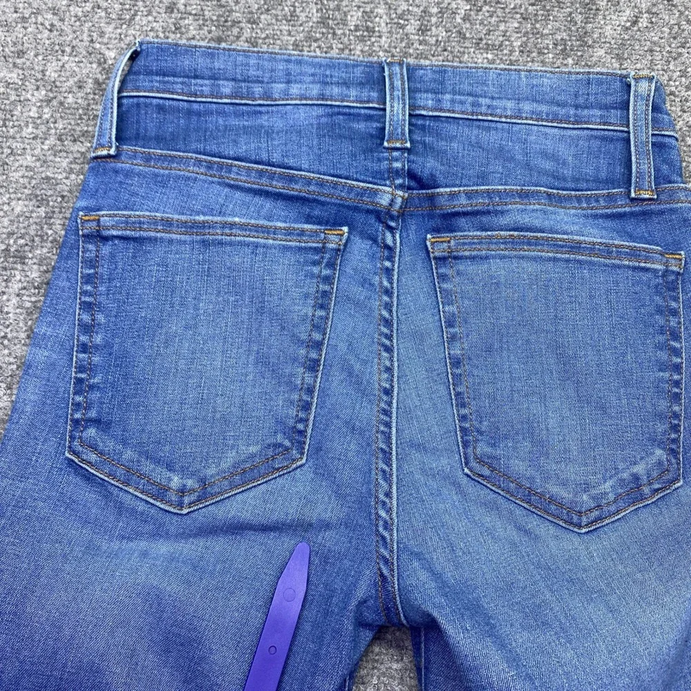 J.Crew Billie Demi Boot Crop Jeans Blue Raw Hem Size 25 Grunge Western Retro